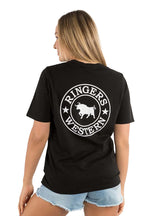 Ringers Western Womens Signature Bull Loose Fit S/S Tee (220018RW) Black/White Print