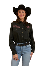 Ringers Western Womens Signature Jillaroo Full Button L/S Work Shirt (218110002) Charcoal/Dusty Rose