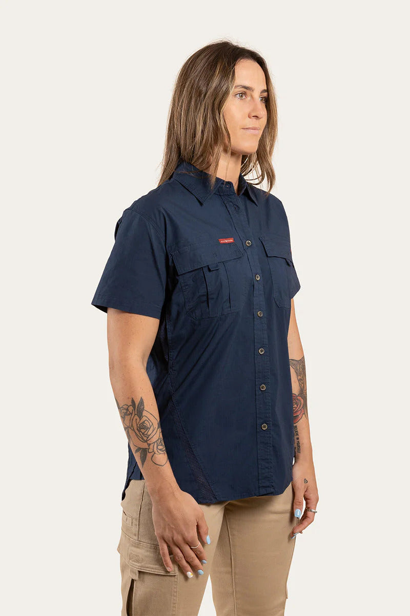 Ringers Western Womens Ashburton S/S Ripstop Workshirt (221111RW) Dark Navy [GD]