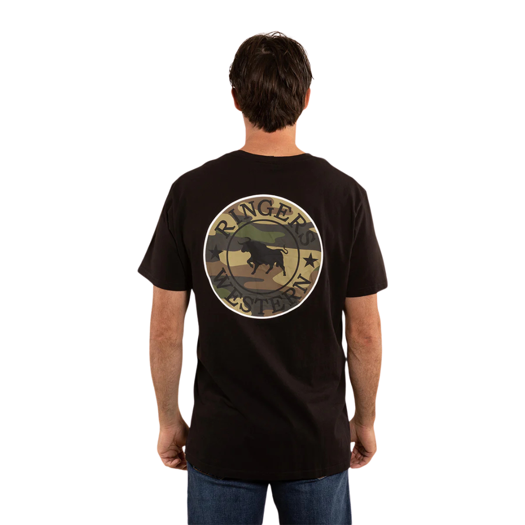 Ringers Western Mens Signature Bull Loose S/S Tee (120201560) Black/Camo