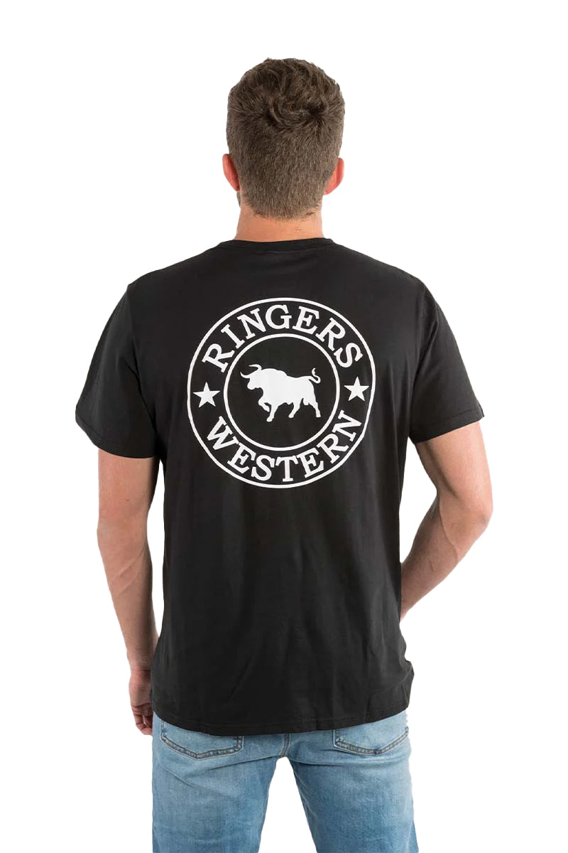 Ringers Western Mens Signature Bull Loose Fit S/S Tee (120201560) Black/White Print