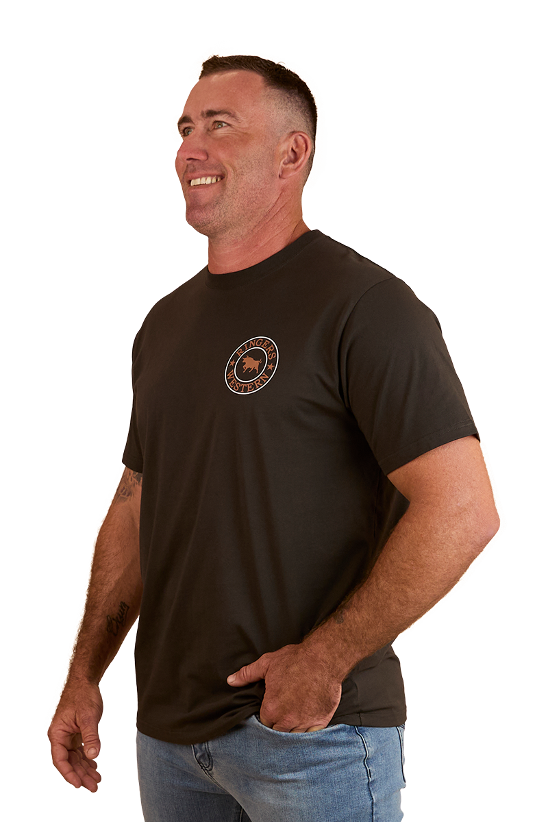 Ringers Western Mens Signature Bull Loose Fit S/S Tee (120201560) Charcoal/Copper