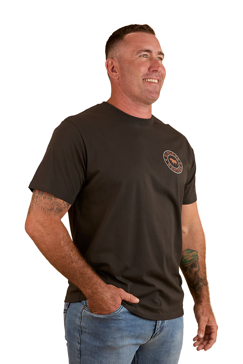 Ringers Western Mens Signature Bull Loose Fit S/S Tee (120201560) Charcoal/Copper