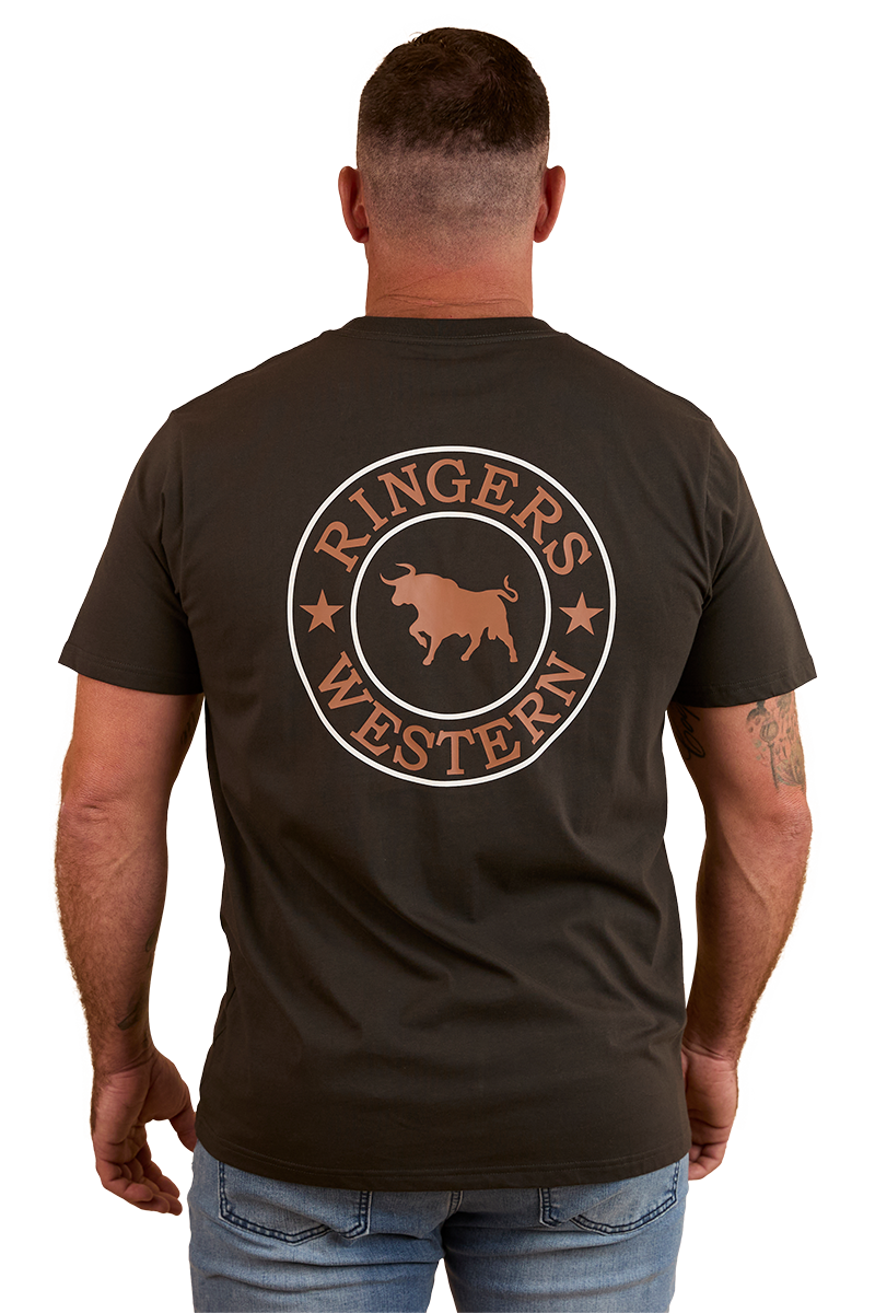 Ringers Western Mens Signature Bull Loose Fit S/S Tee (120201560) Charcoal/Copper