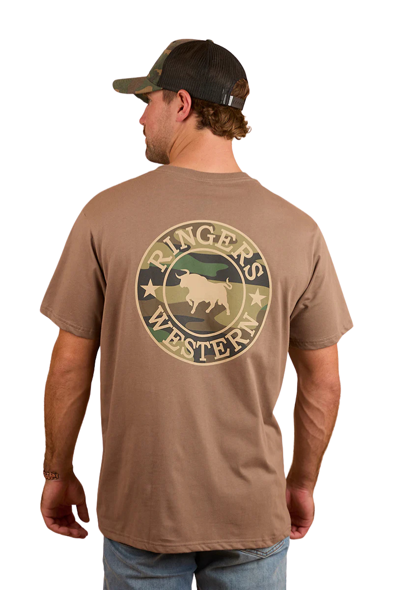 Ringers Western Mens Signature Bull Loose Fit S/S Tee (120201560) Mushroom/Camo