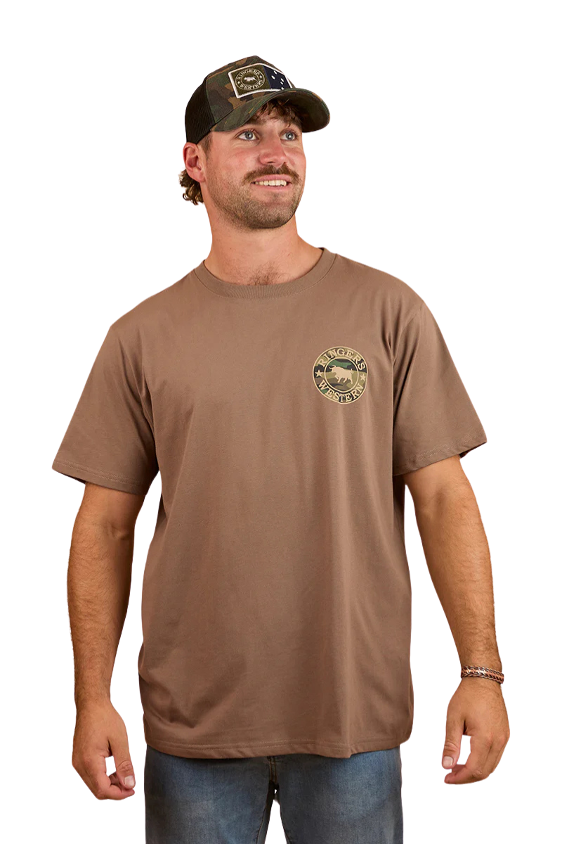 Ringers Western Mens Signature Bull Loose Fit S/S Tee (120201560) Mushroom/Camo