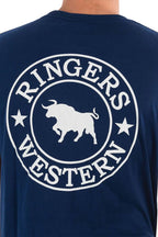 Ringers Western Mens Signature Bull Loose Fit S/S Tee (120201560) Navy/White Print