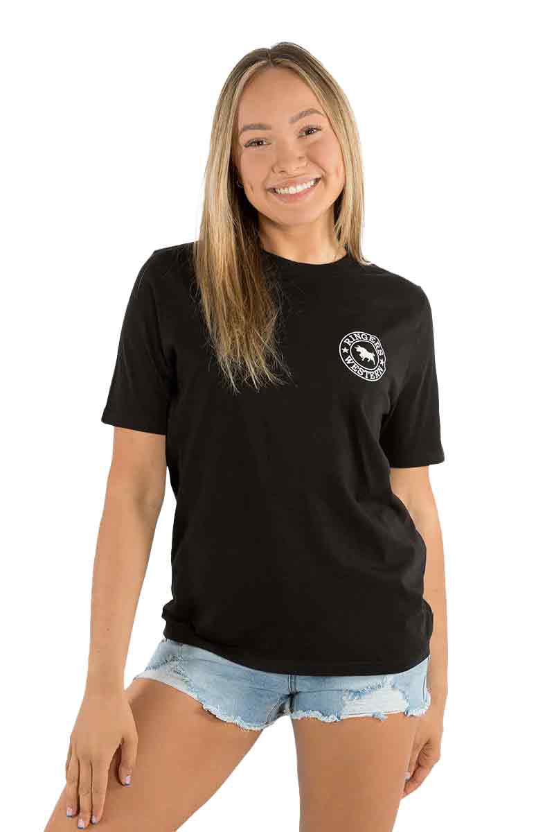 Ringers Western Womens Signature Bull Classic Tee (220016RW) Black/White Print