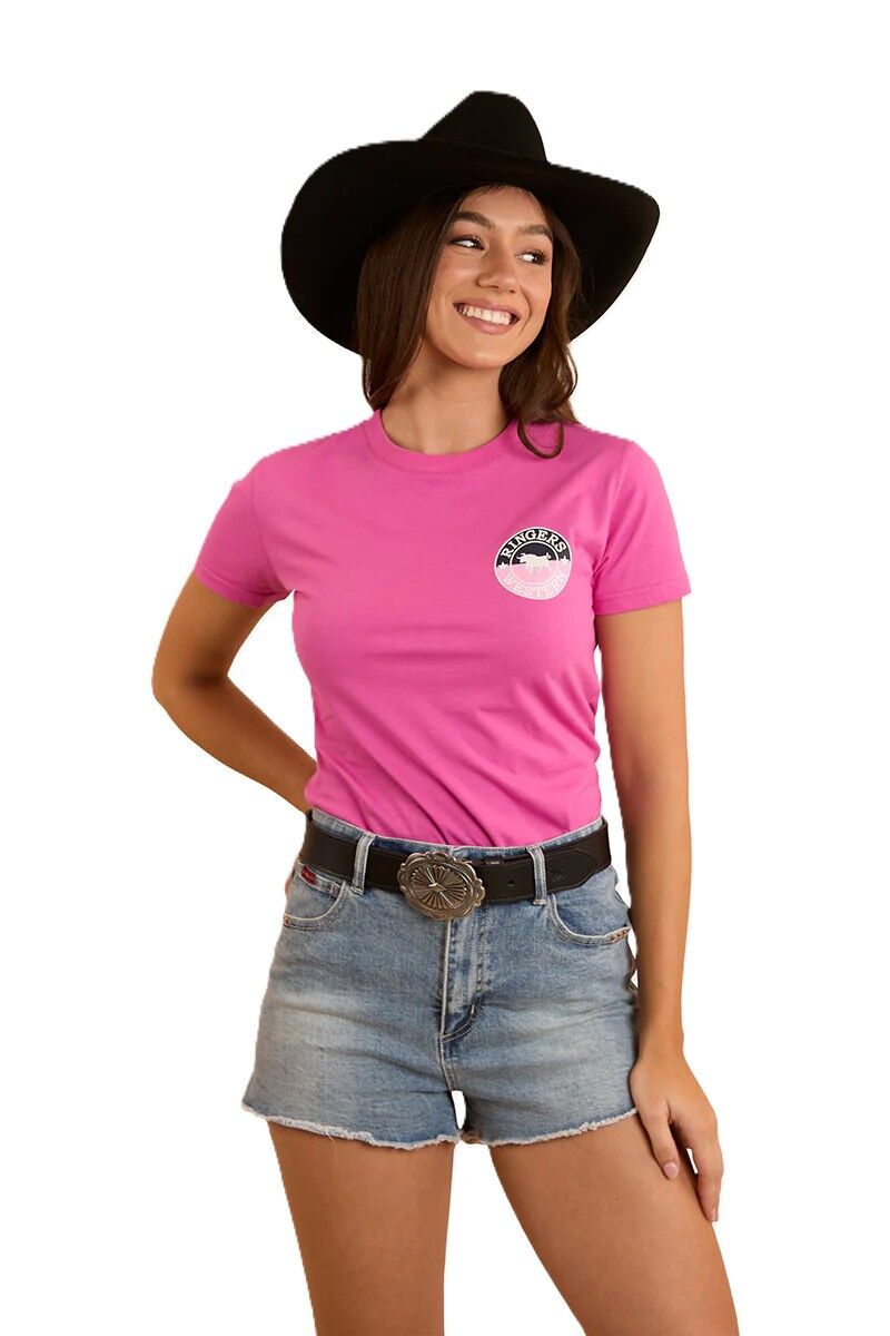 Ringers Western Womens Signature Bull Classic S/S Tee (220016RW) Candy/Split [SD]