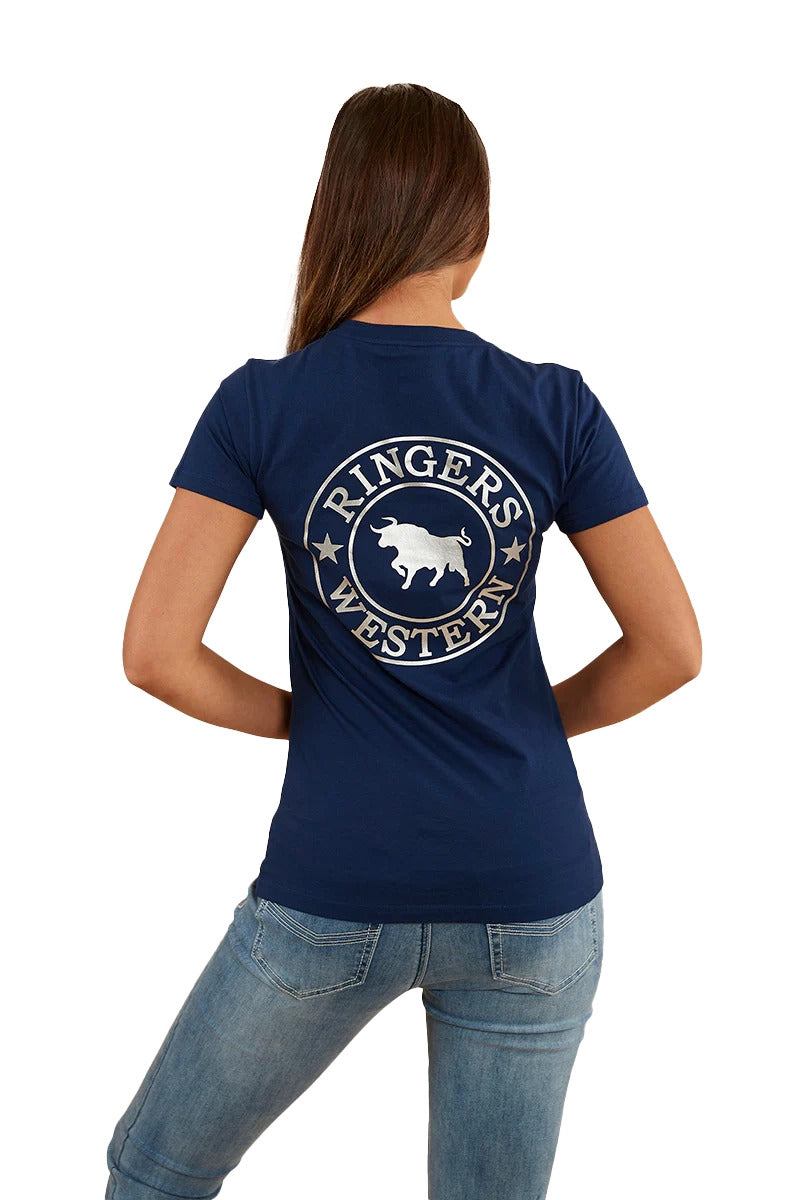 Ringers Western Womens Signature Bull Classic Fit S/S Tee (220016RW) Navy/Silver [SD]