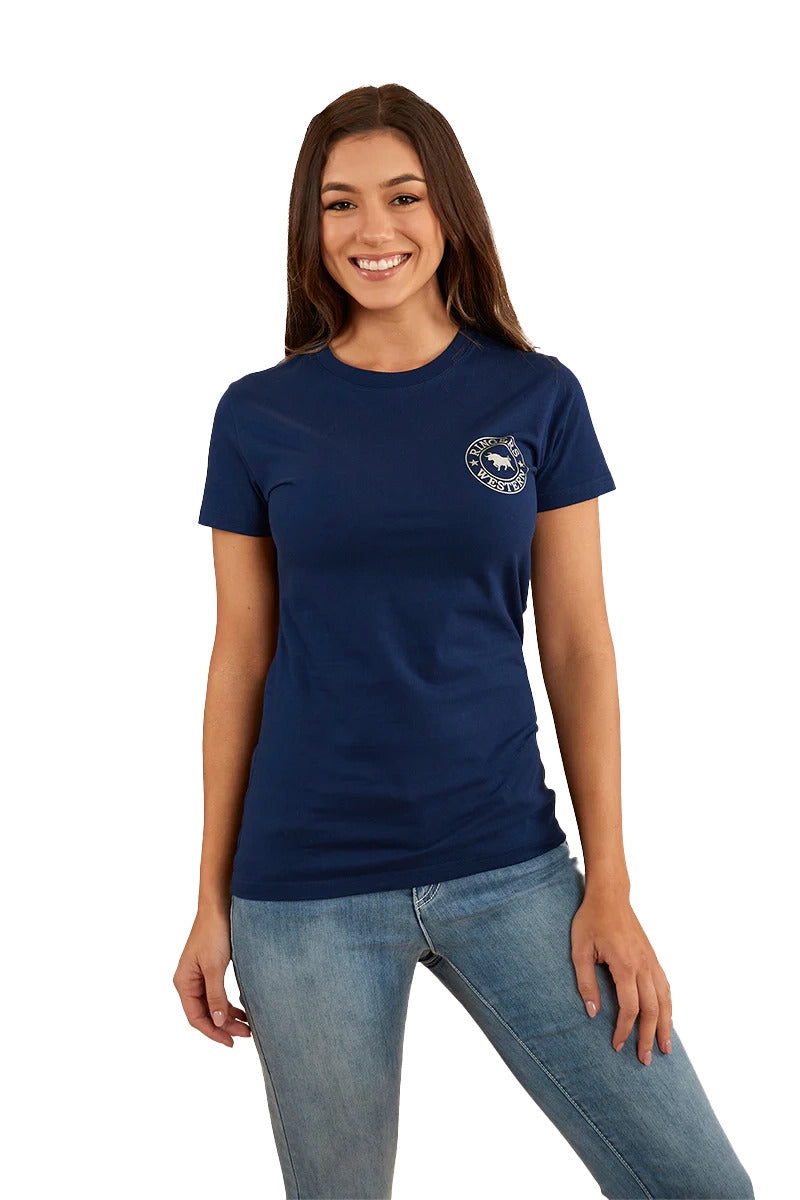 Ringers Western Womens Signature Bull Classic Fit S/S Tee (220016RW) Navy/Silver [SD]