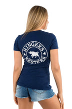 Ringers Western Womens Signature Bull Classic Fit T-Shirt (220016RW) Navy with White Print