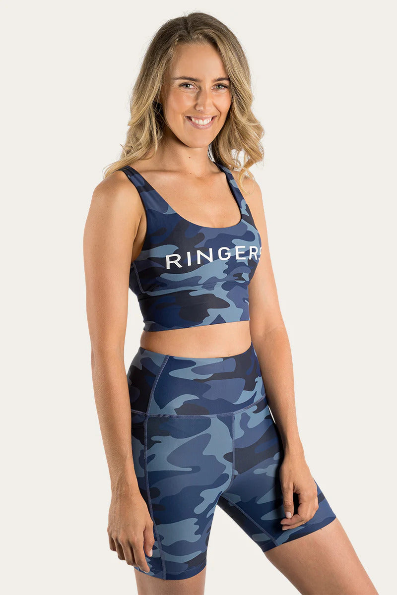 Ringers Western Womens Harlow Long Sports Bra (220014RW) Navy with Camo Print  [SD]