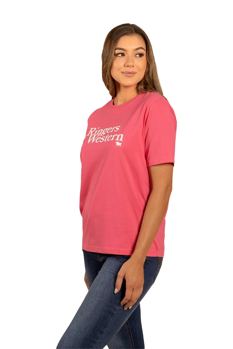 Ringers Western Womens Monash Loose Fit S/S Tee (221107RW) Melon/White  [SD]