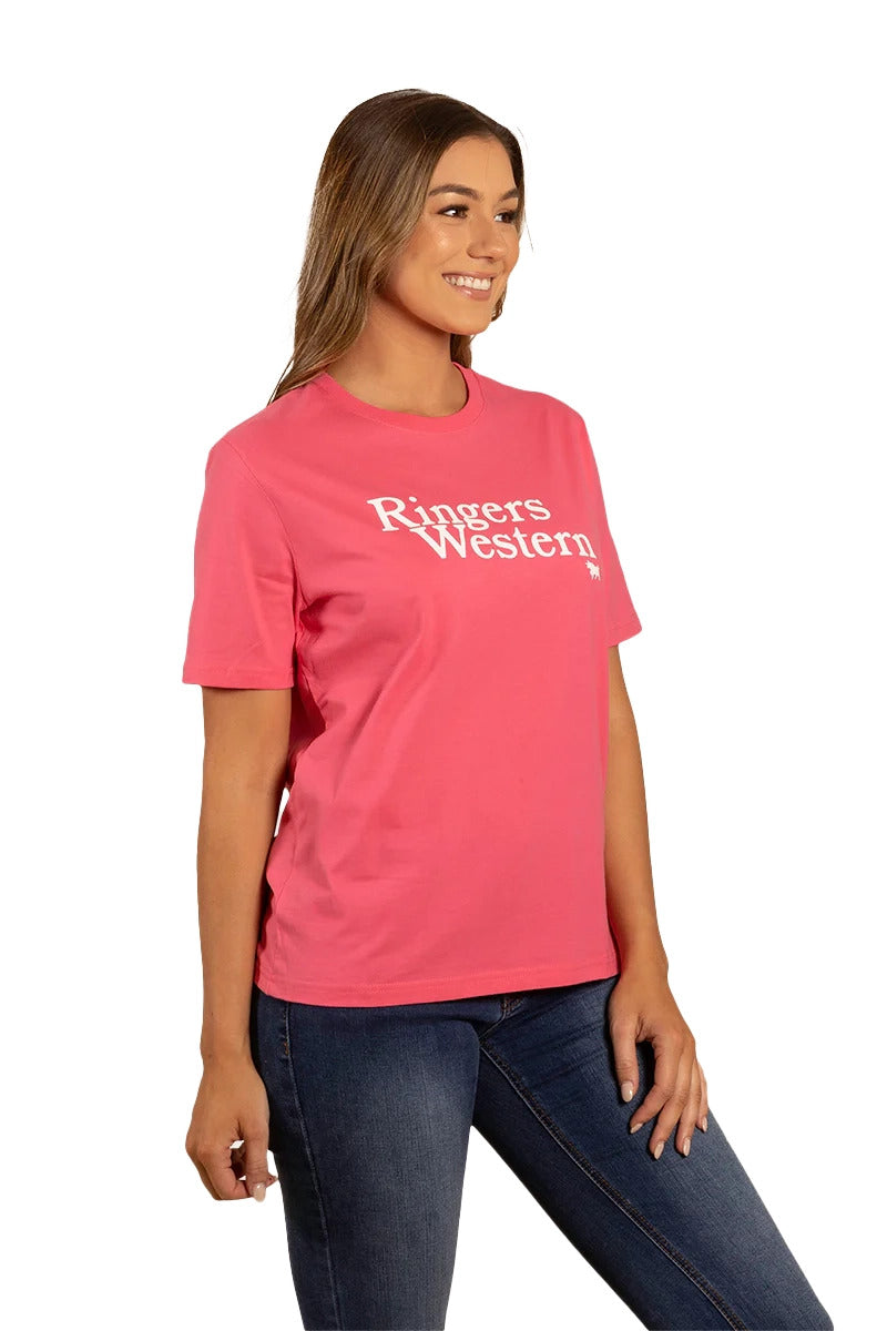 Ringers Western Womens Monash Loose Fit S/S Tee (221107RW) Melon/White  [SD]