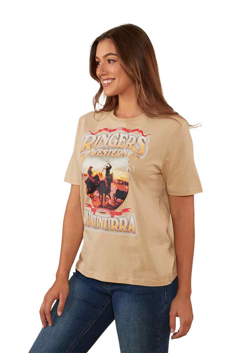 Ringers Western Womens Breakaway Loose Fit Tee (222102RW) Dark Sand  [SD]