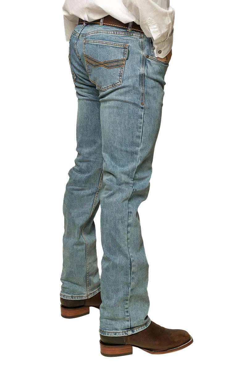 Ringers Western Mens Muster Slim Straight Mid Rise Jeans (121091RW) Light Wash Blue 
