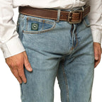 Ringers Western Mens Muster Slim Straight Mid Rise Jeans (121091RW) Light Wash Blue 