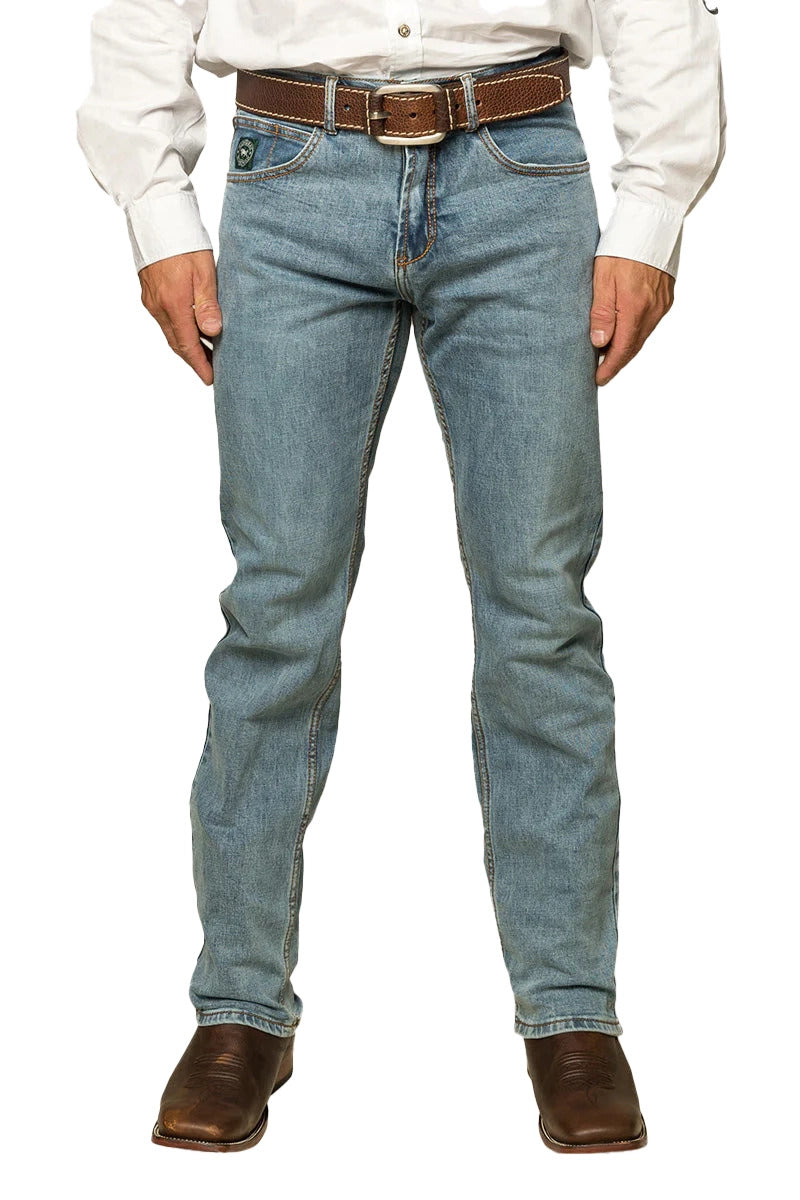 Ringers Western Mens Muster Slim Straight Mid Rise Jeans (121091RW) Light Wash Blue 