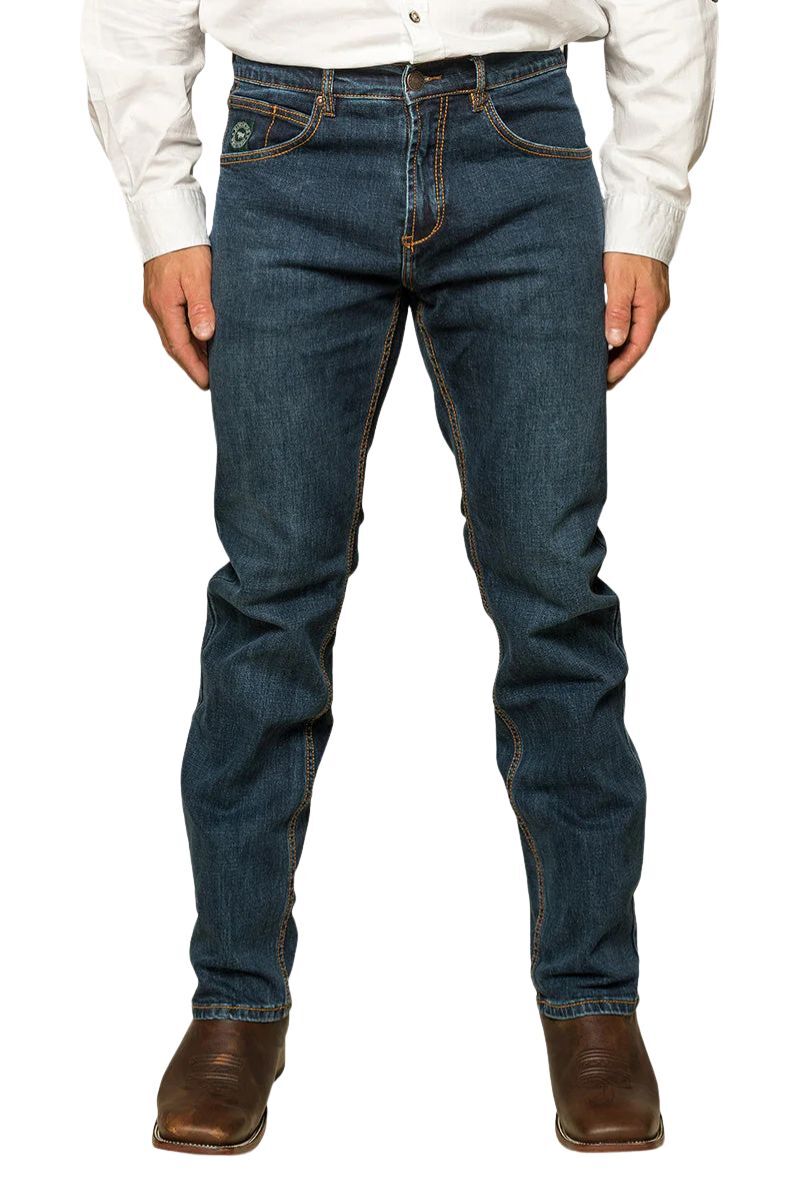 Ringers Western Mens Muster Slim Straight Fit Jeans (121091RW) Dark Wash Blue