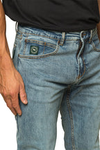 Ringers Western Mens Muster Slim Straight Mid Rise Jeans (121091RW) Light Wash Blue 