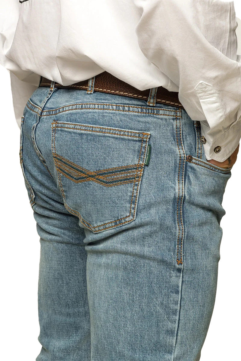 Ringers Western Mens Muster Slim Straight Mid Rise Jeans (121091RW) Light Wash Blue 