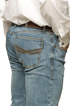 Ringers Western Mens Muster Slim Straight Mid Rise Jeans (121091RW) Light Wash Blue 