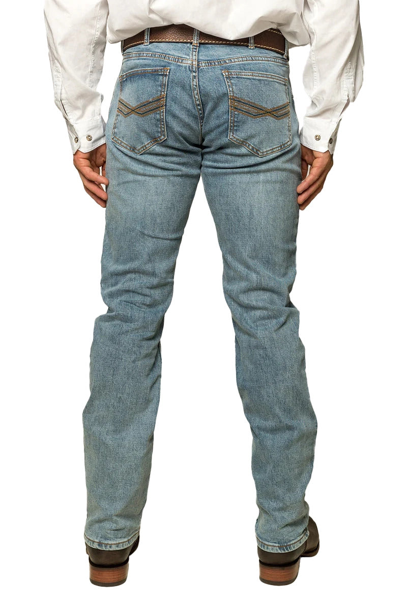 Ringers Western Mens Muster Slim Straight Mid Rise Jeans (121091RW) Light Wash Blue 