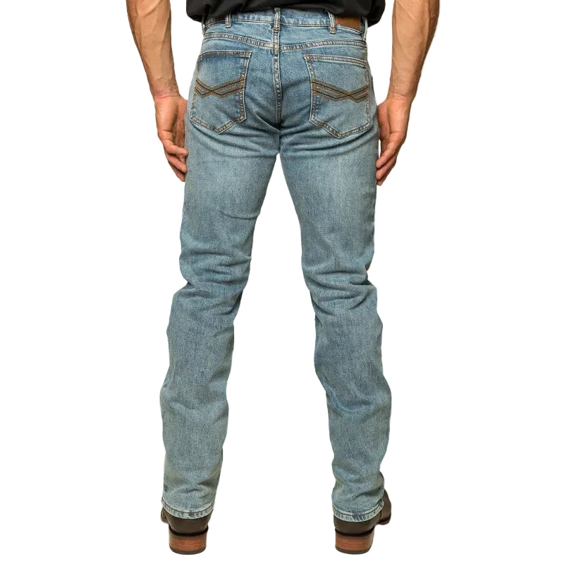 Ringers Western Mens Muster Slim Straight Mid Rise Jeans (121091RW) Light Wash Blue 