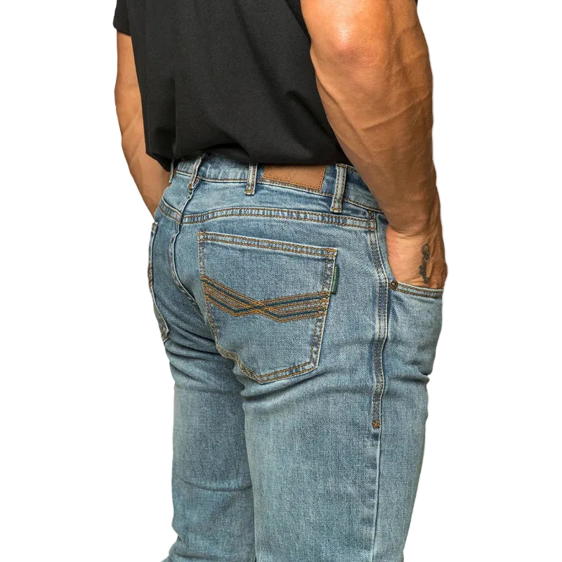 Ringers Western Mens Muster Slim Straight Mid Rise Jeans (121091RW) Light Wash Blue 