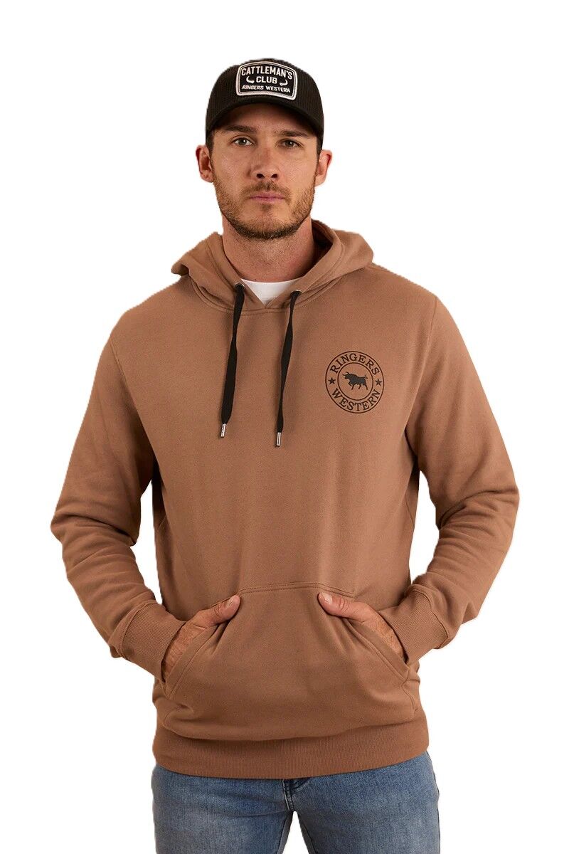 Ringers Western Mens Signature Bull Pullover Hoodie (123050RW) Almond/Black