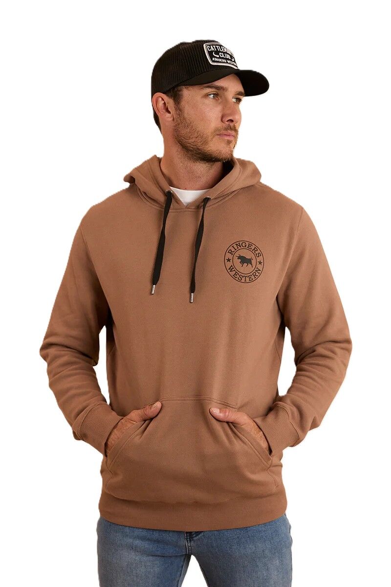Ringers Western Mens Signature Bull Pullover Hoodie (123050RW) Almond/Black