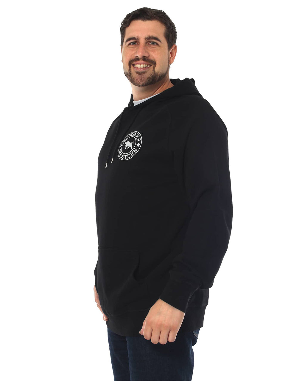 Ringers Western Mens Signature Bull Pullover Hoodie (123050RW) Black/White Print