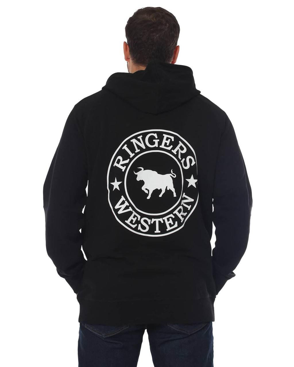 Ringers Western Mens Signature Bull Pullover Hoodie (123050RW) Black/White Print