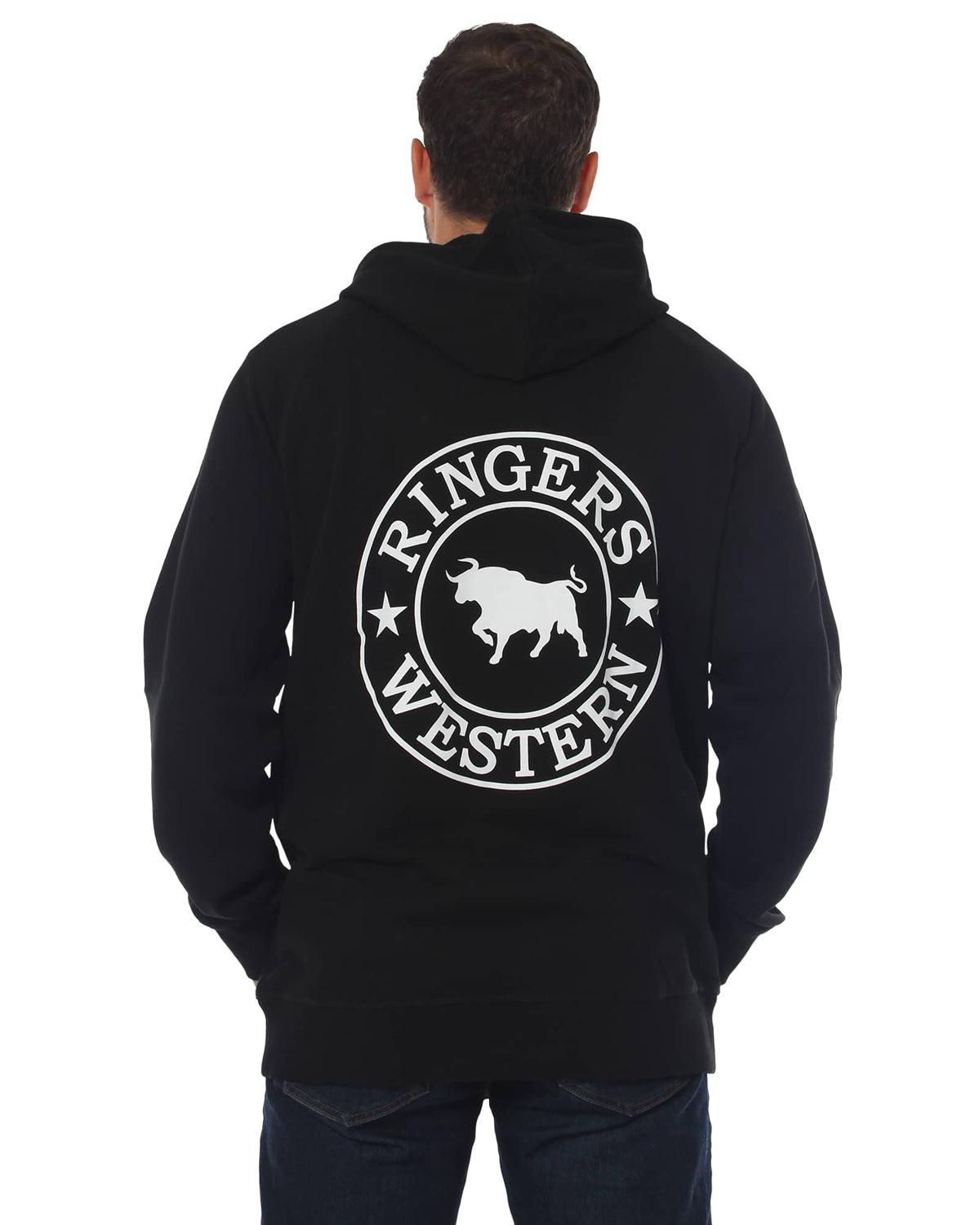 Ringers Western Mens Signature Bull Pullover Hoodie (123050RW) Black/White Print