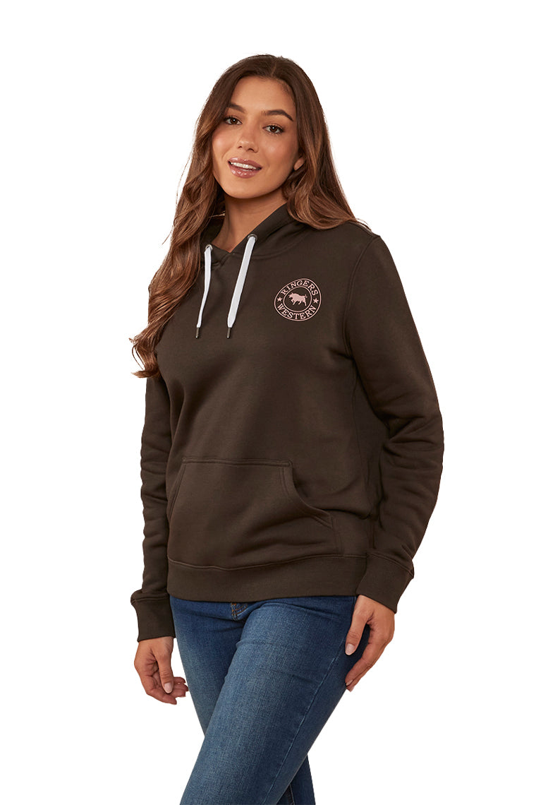 Ringers Western Womens Signature Bull Pullover Hoodie (223074RW) Charcoal/Rosey 