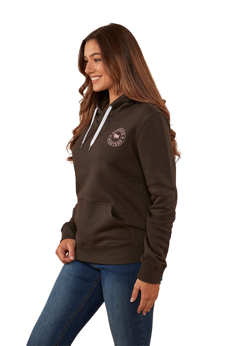 Ringers Western Womens Signature Bull Pullover Hoodie (223074RW) Charcoal/Rosey 
