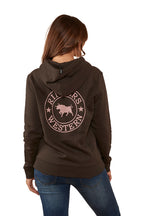 Ringers Western Womens Signature Bull Pullover Hoodie (223074RW) Charcoal/Rosey 