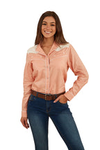 Ringers Western Womens Musgraves L/S Western Shirt (222121RW) Coral/Off White  [SD]