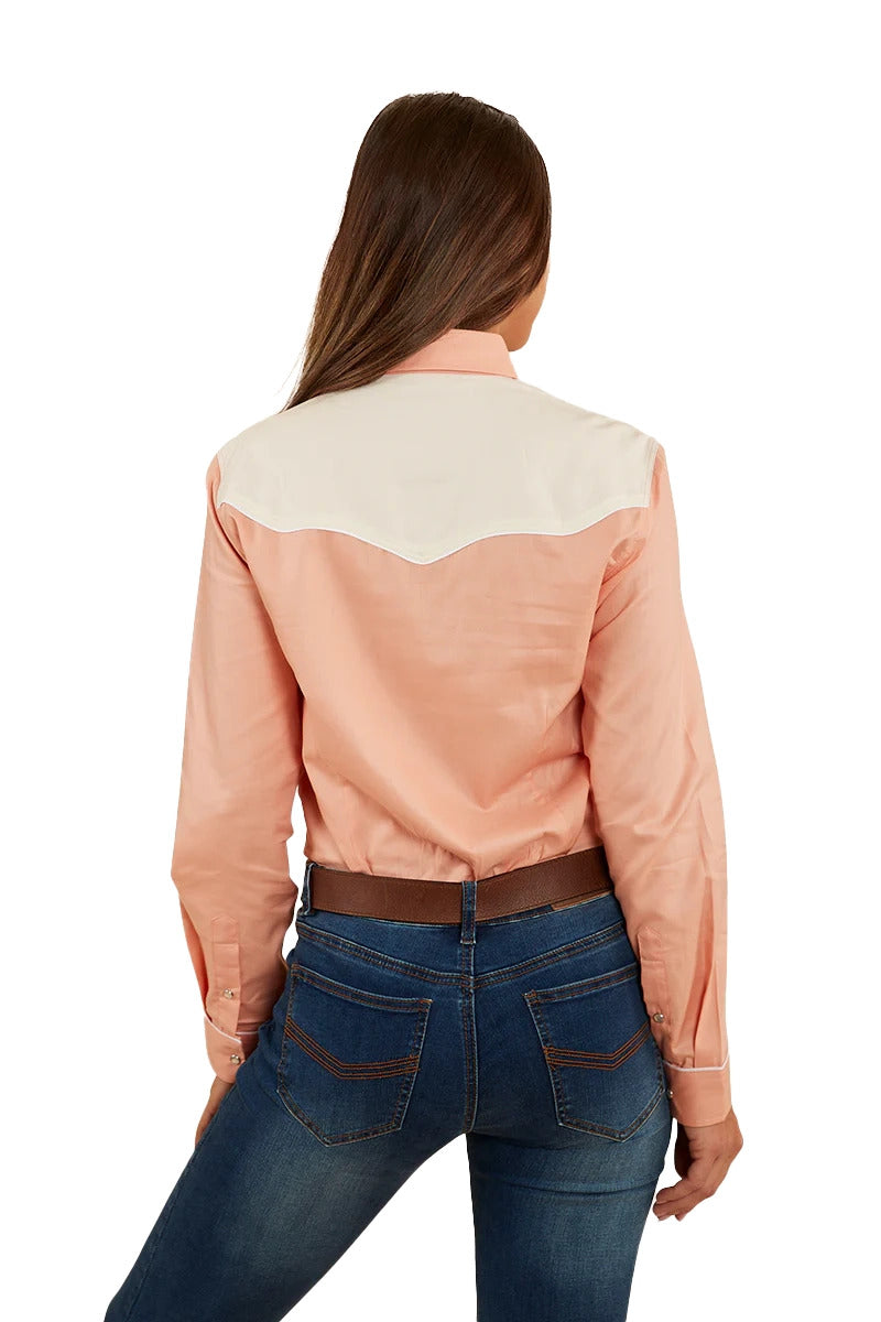 Ringers Western Womens Musgraves L/S Western Shirt (222121RW) Coral/Off White  [SD]