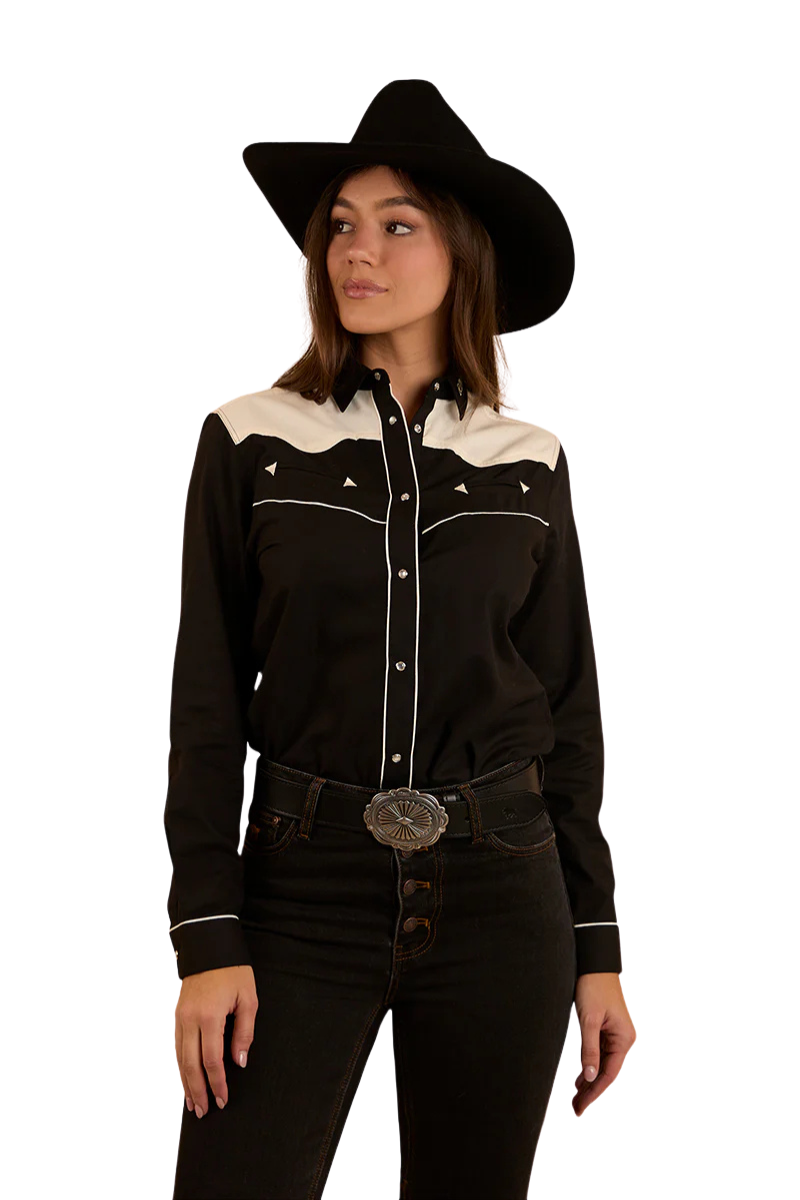 Ringers Western Womens Musgraves L/S Western Shirt (222121RW) Black/Off White