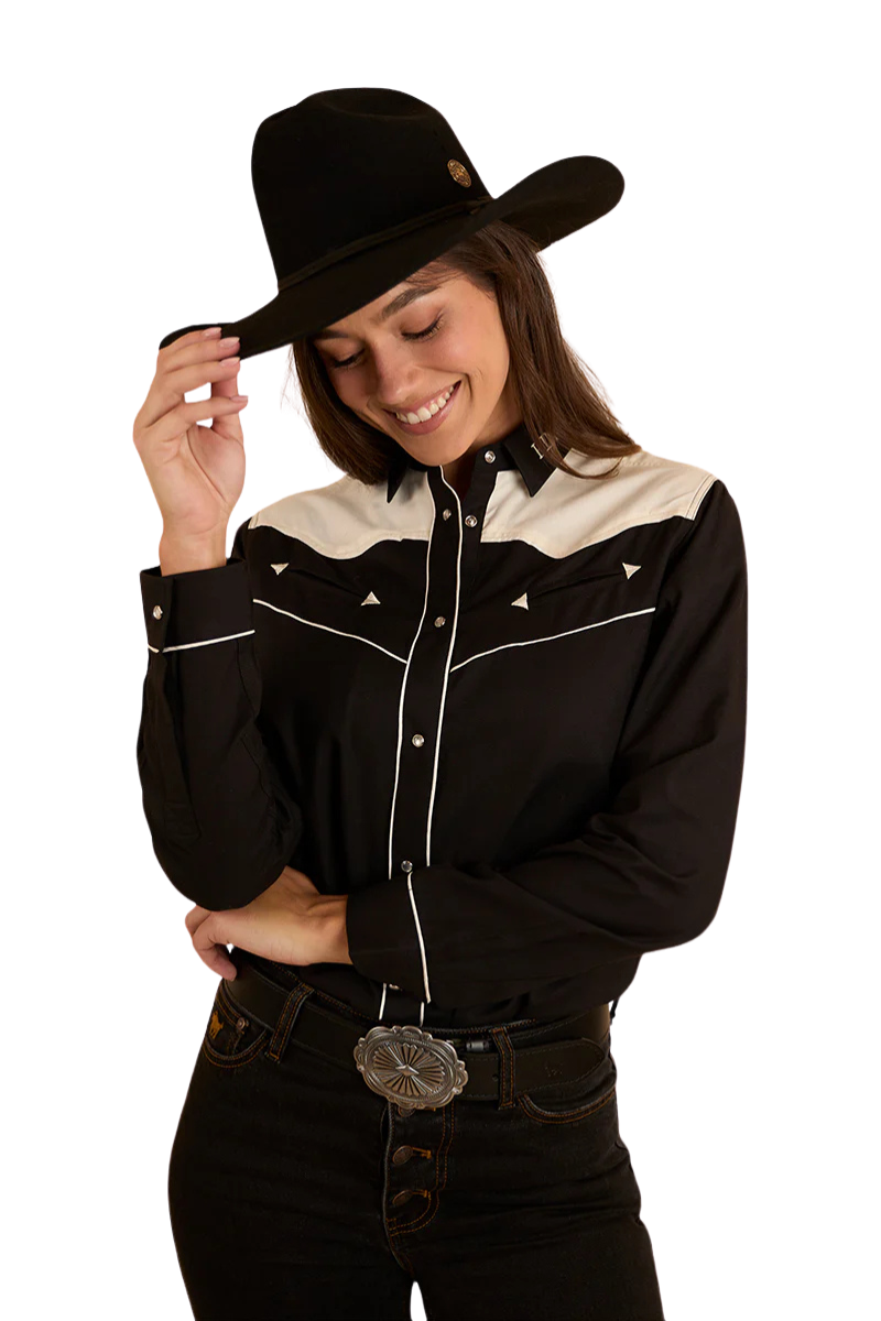 Ringers Western Womens Musgraves L/S Western Shirt (222121RW) Black/Off White