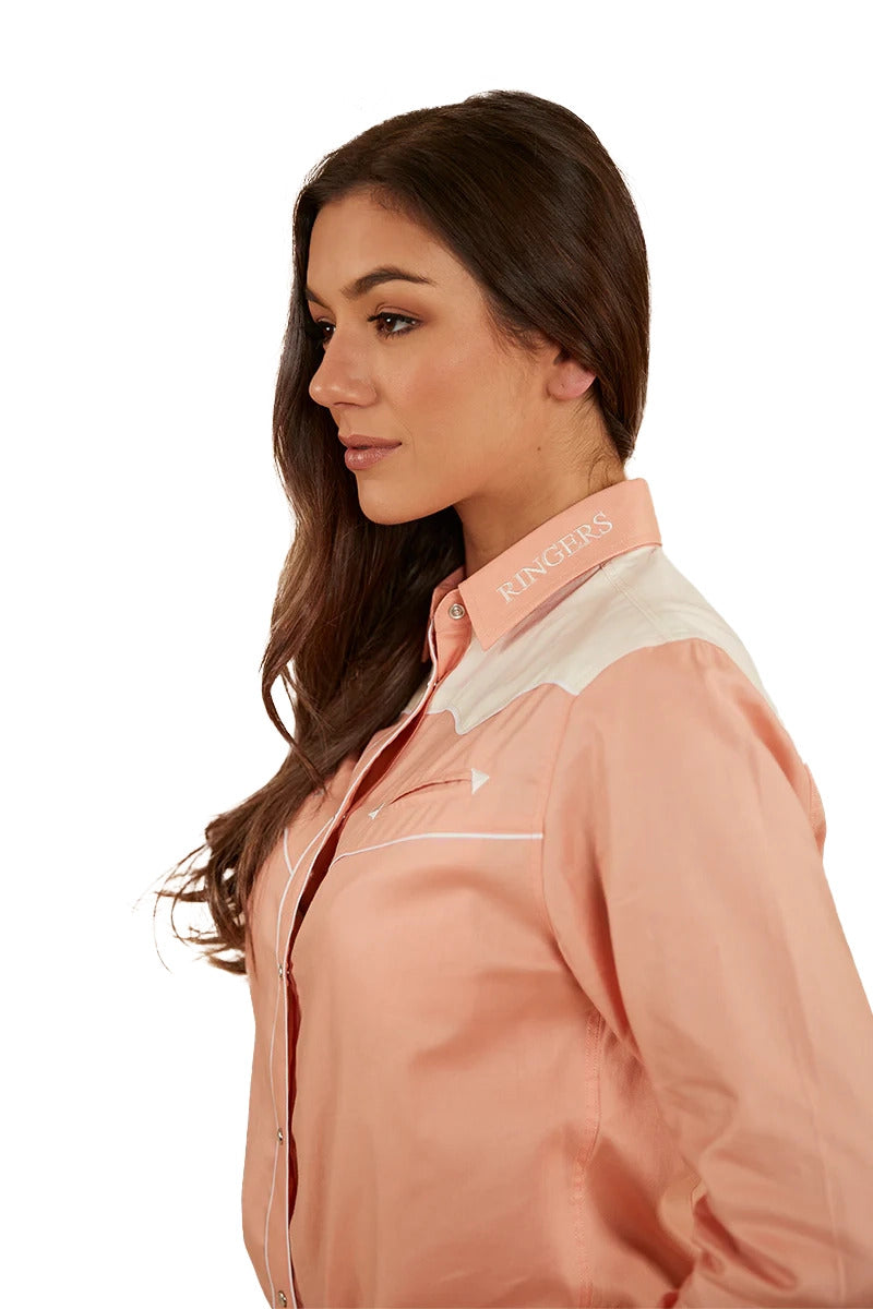 Ringers Western Womens Musgraves L/S Western Shirt (222121RW) Coral/Off White  [SD]