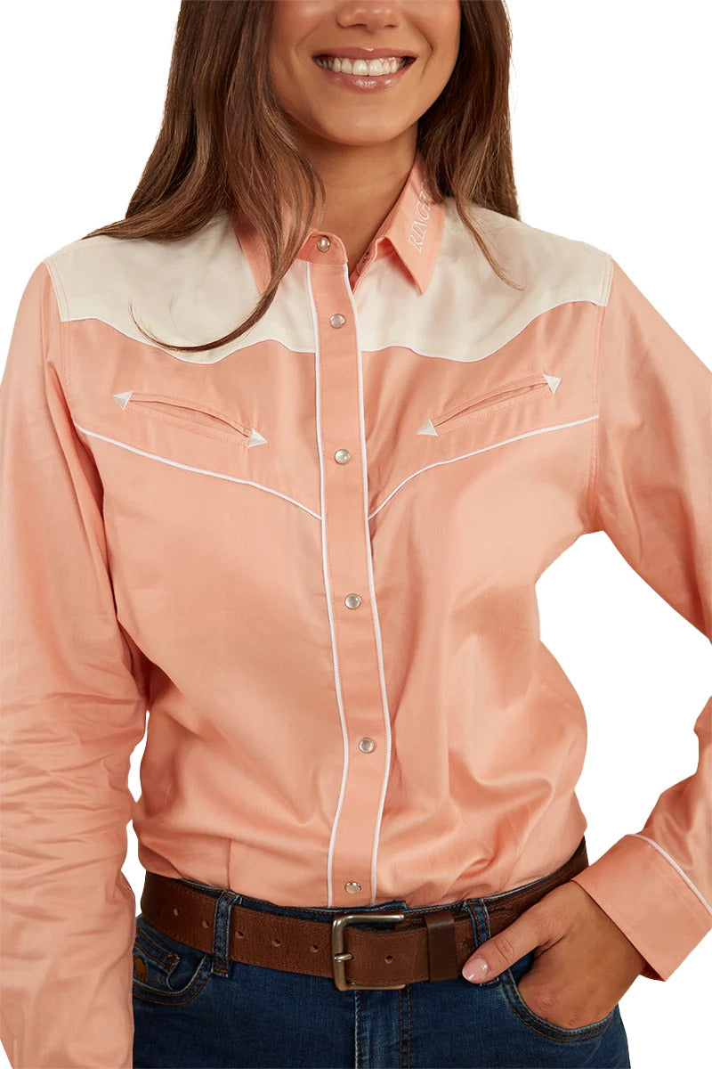Ringers Western Womens Musgraves L/S Western Shirt (222121RW) Coral/Off White  [SD]