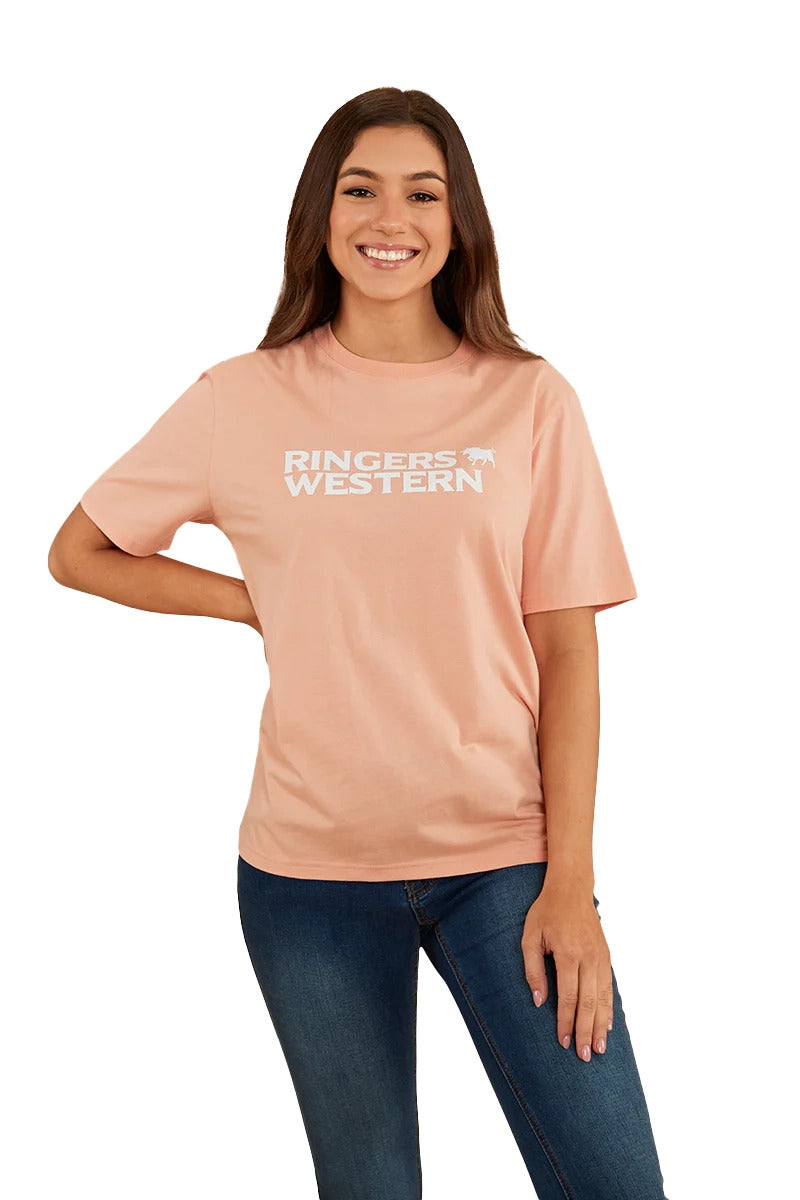 Ringers Western Womens Somerset Loose Fit S/S Tee (222149RW) Peach  [GD]
