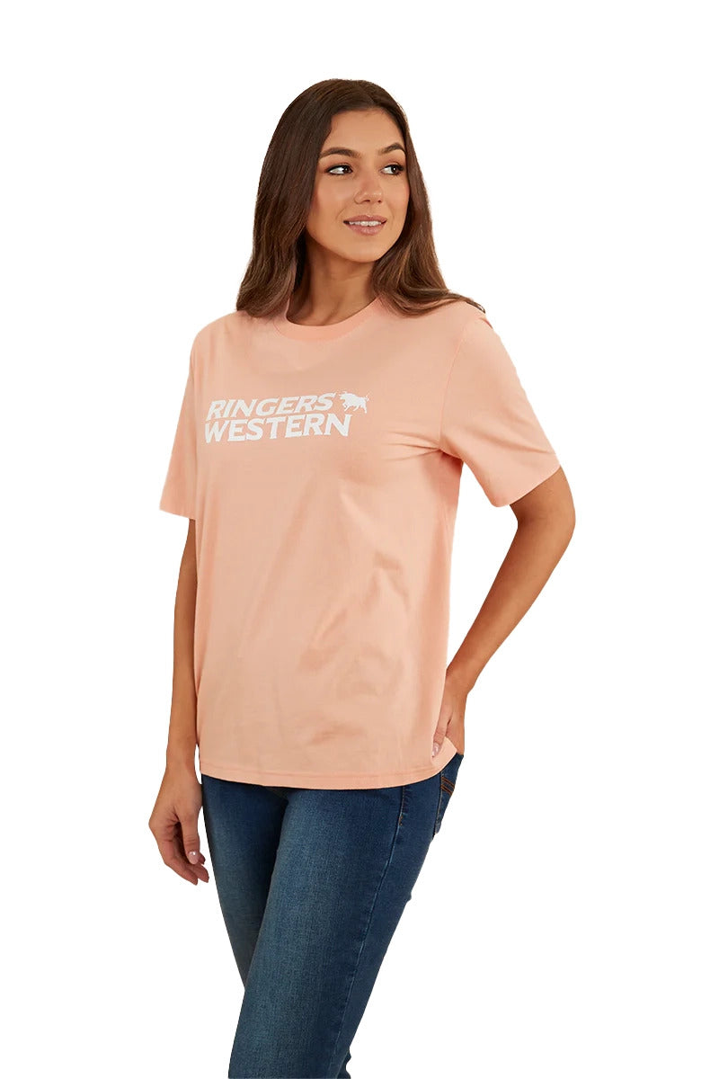 Ringers Western Womens Somerset Loose Fit S/S Tee (222149RW) Peach  [GD]