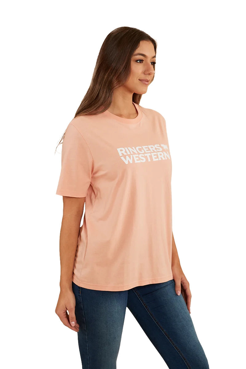 Ringers Western Womens Somerset Loose Fit S/S Tee (222149RW) Peach  [GD]