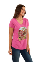 Ringers Western Womens Country Girls S/S V Neck Tee (222152RW) Candy [GD]