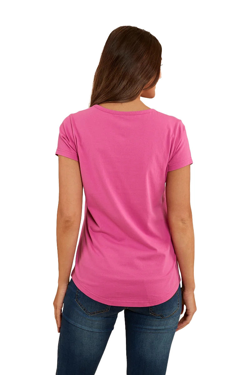 Ringers Western Womens Country Girls S/S V Neck Tee (222152RW) Candy [GD]