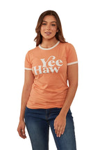 Ringers Western Womens Melrose Classic Fit S/S Tee (221153RW) Coral [GD]